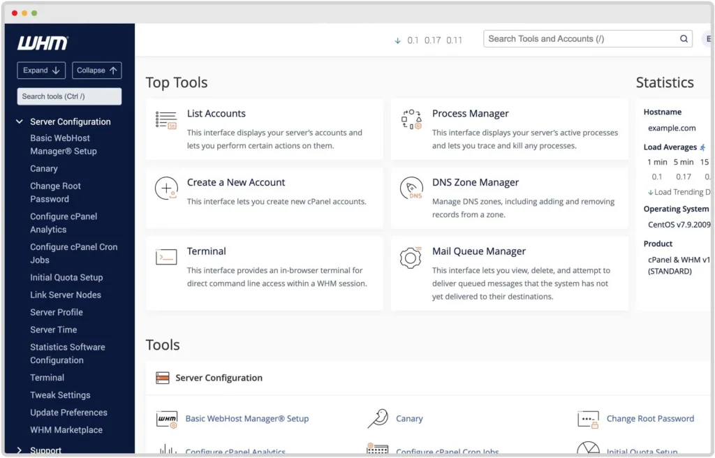 WHM optimization and security tools