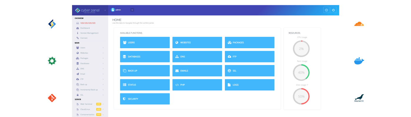 CyberPanel dashboard